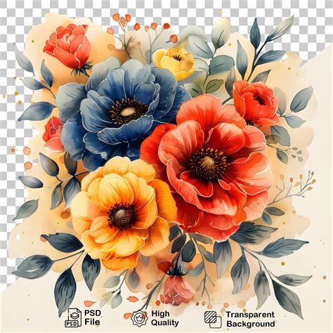 Classic Vintage Flower Illustration Png Transparent Background
