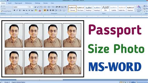 How To Make Passport Size Photo In Microsoft Word 2007 Passport Size Photo Youtube