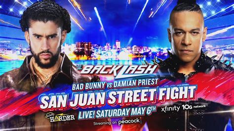 Bad Bunny Vs Damian Priest Official Backlash Match Card HD YouTube