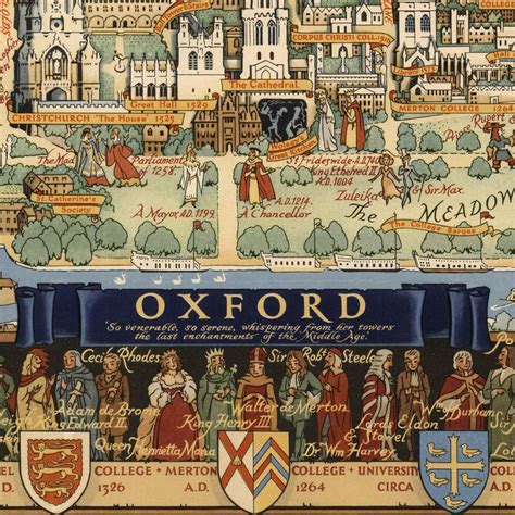 Oxford City Oxford College City And Colour Tourist Board Mid