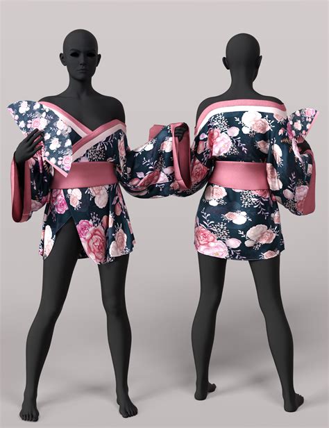 Ah Dforce Hot Kimono Outfit Texture Add On Daz D