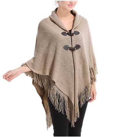 Hfyihgf Women S Knitted Tassel Poncho Cape Shawl Fall Winter Batwing