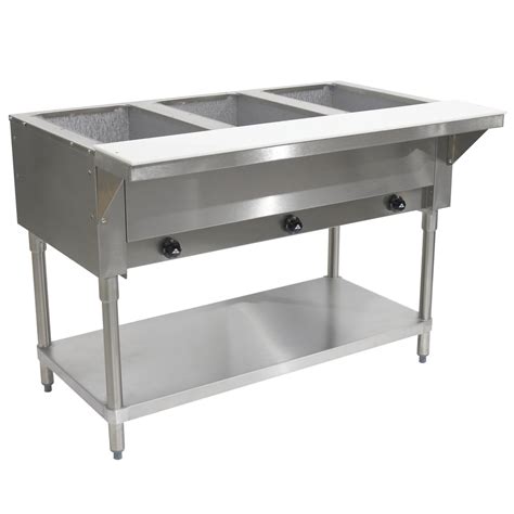 Advance Tabco HF 3G Liquid Propane Three Pan Powered Hot Food Table Open Well