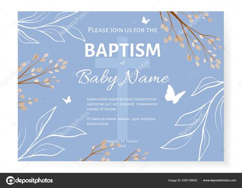 Baptism Invitation Card Design Invitation Template Cross Vector