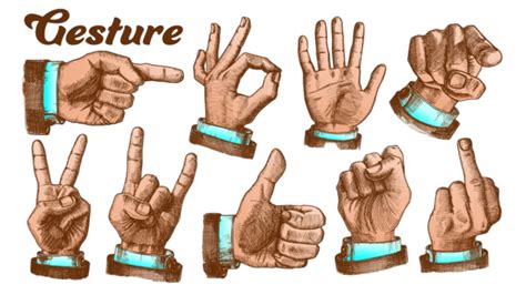 Finger Hand Gesture Vector Design Images Multiple Female Caucasian