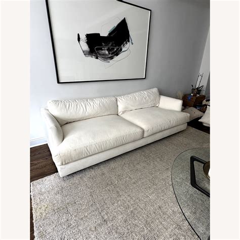 West Elm 108in Haven Couch Distressed Velvet Alabaster Aptdeco