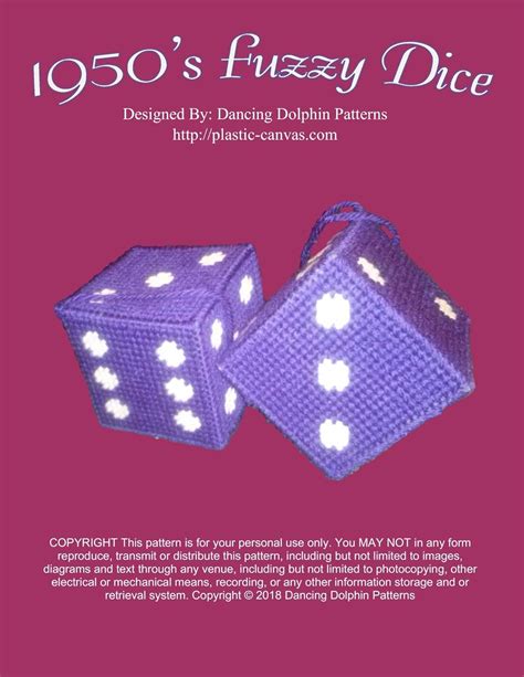 1950s Fuzzy Dice Plastic Canvas Pattern Kindle Edition By Patterns