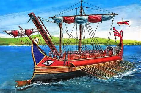 roman trireme   corvus roman empire battleship sailing ships