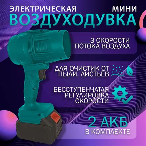 Ветродуйка аккумуляторная, с 2АКБ, садовая, электрическая, для ПК ...