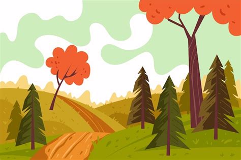 Free Vector Hand Drawn Autumn Landscape