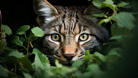 Cute Kitten Hiding in the Green Forest Generated by AI Stock Image ...