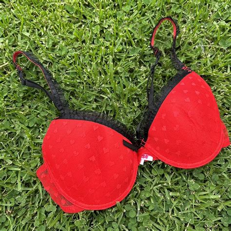 Super Cute Lingerie Set Vintage Red And Black Bra Depop