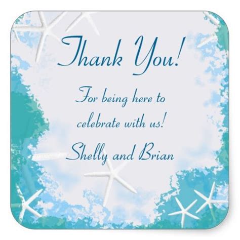 Undersea Stars Thank You Favor Label Zazzle Wedding Stickers Labels