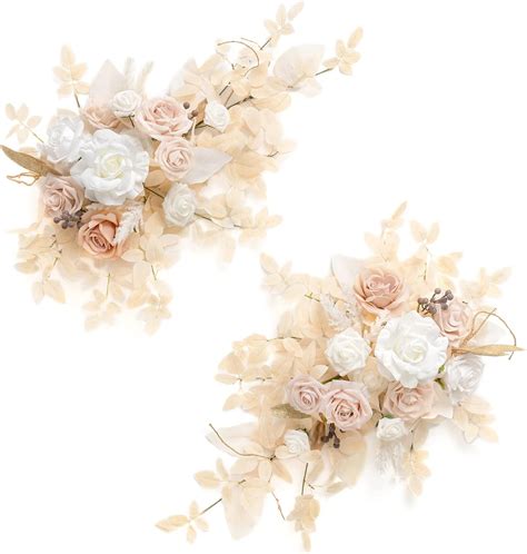 Lings Moment 2pcs White And Beige Artificial Floral Swags