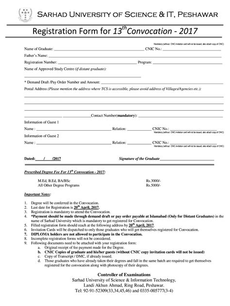 Fillable Online Registration Form For 13th Convocationdocx Fax Email