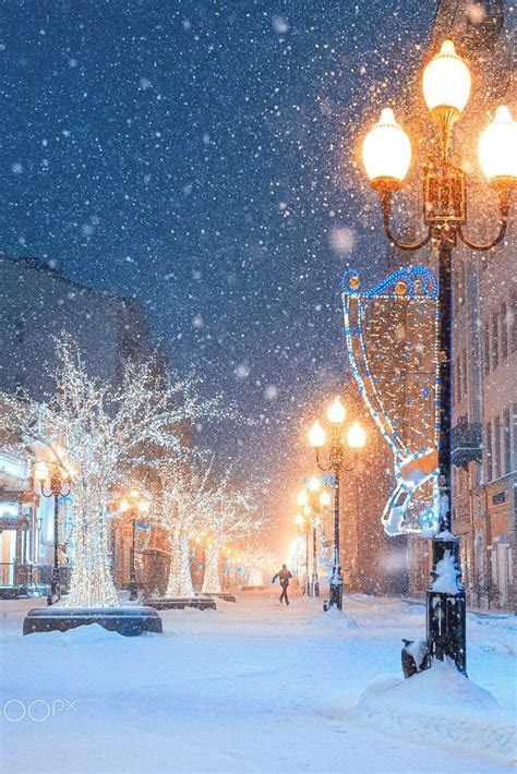 Arhat Street, Moscow | 風景の絵, 冬の壁紙, 雪景