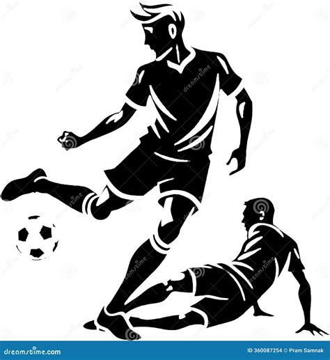 Football Players Showcase Skills Using Black Stencils for Professional