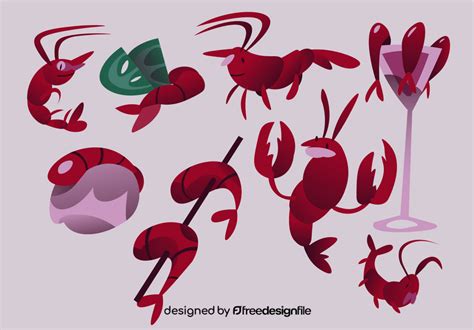 Shrimp Cartoon Set Vector Free Download