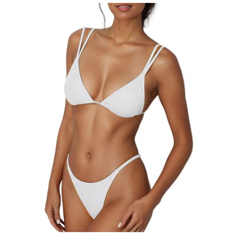 Hessimy Women S Sexy Thong Bottom Two Piece Bikini Double Shoulder