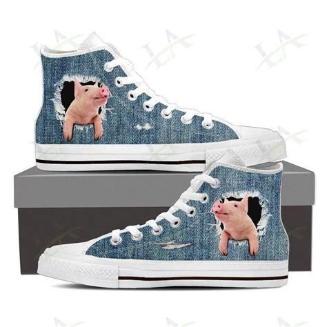 3d pig jean - canvas High Top Shoes | Canvas shoes, Pig lovers, High ...