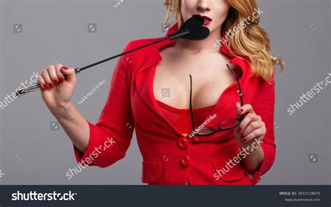 Sexy Dominant Caucasian Blonde Woman Red Stock Photo 2072118875 Shutterstock