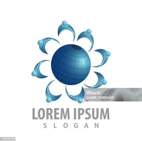 Desain Konsep Logo Populasi Dunia Vektor Elemen Templat Grafik Simbol