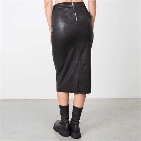 BLACK FAUX LEATHER SKIRT Wolfensson