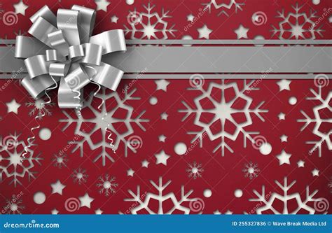 Christmas Wrapping Paper with Bow Stock Illustration - Illustration of ...