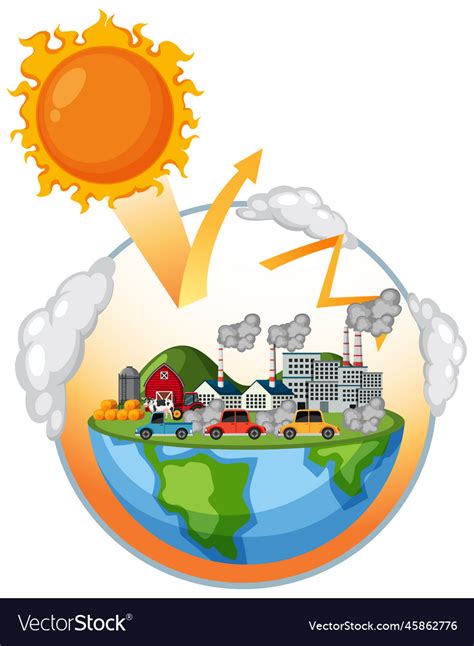 Greenhouse effect and global warming diagram Vector Image