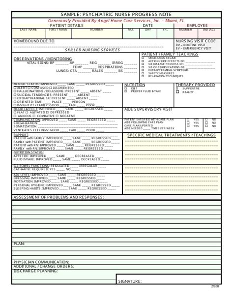 Psychiatric Nurse Progress Note Fill Out Sign Online And Download