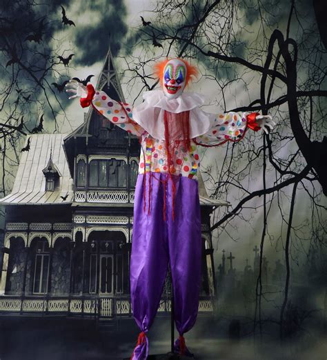 Haunted Hill Farm Hhclown 1fla Life Size Animated Scary Talking Clown Prop W Flashing Red Eyes