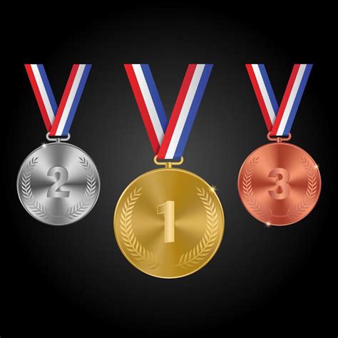 Set Of Gold Silver And Bronze Medals Vector Illustration