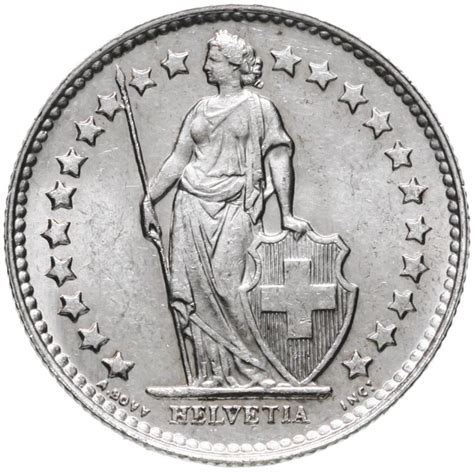 Монета Швейцария 1/2 франка 1952 стоимостью 855 руб.