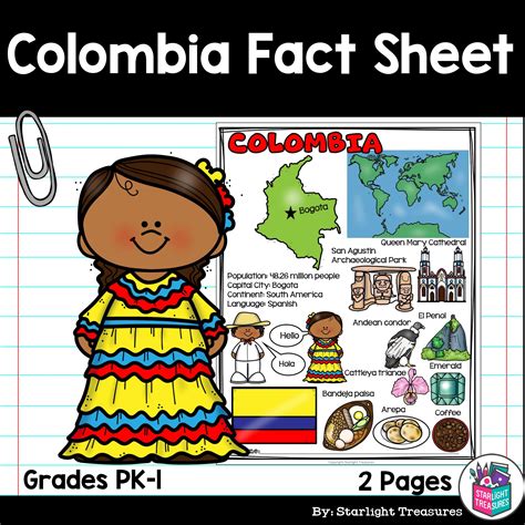 Colombia Fact Sheet for Early Readers - Country Study Colombia Activity