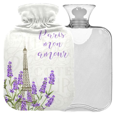 Naanle Eiffel Tower Hot Water Bottle Lavender Cover For Pain Relief Warmth L Transparent