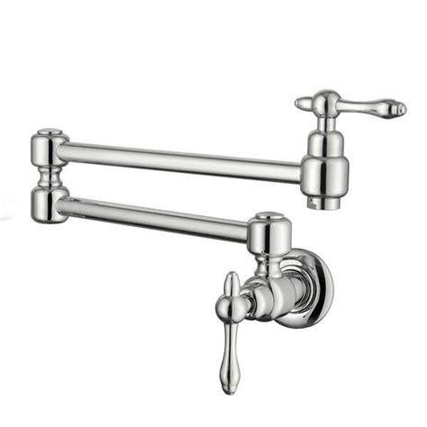 Wall Mount Kitchen Faucet Pot Filler Faucet Double Handle In Polished Chrome M C096c The Home