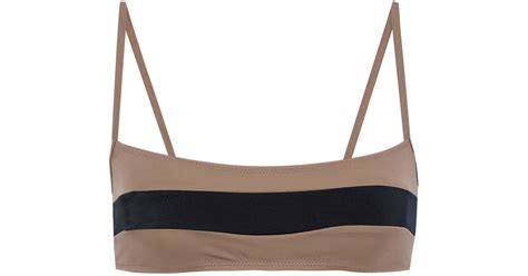 Solid Striped Synthetic The Brooke Two Tone Bikini Top Mushroom Lyst