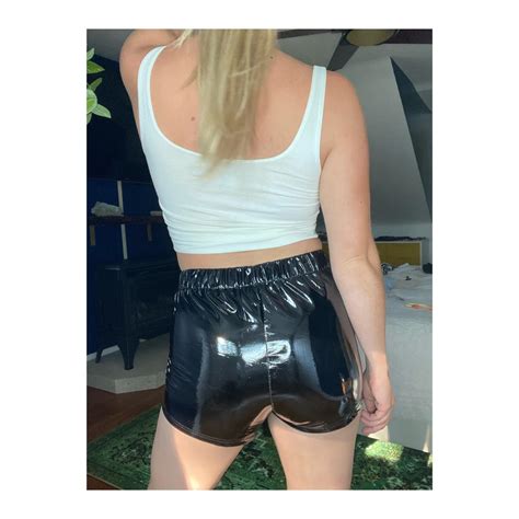 Faux Leather Wet Look Hot Pant Worn Once Lace Depop