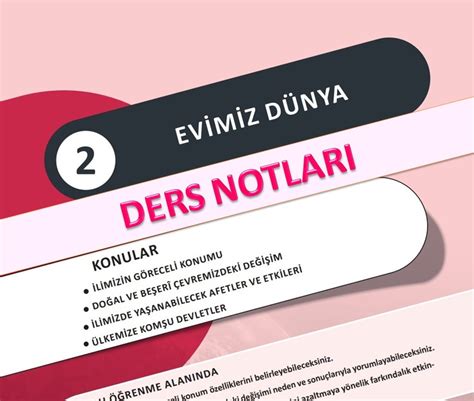 5 Sınıf Sosyal Bilgiler Evimiz Dünya Ders Notları Sosyal Bilgiler