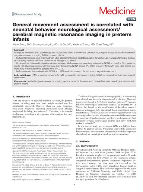 Pdf General Movement Assessment Is Correlated With Neonatal Behavior Neurological Assessment