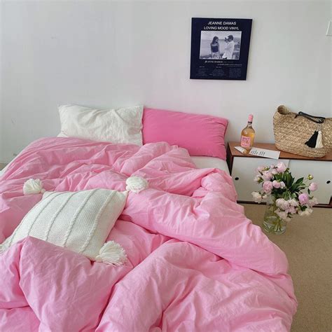 Pink Series Combination Cotton Duvet Cover Set Fresh Hot Pink Bedding Twin Full Queen King