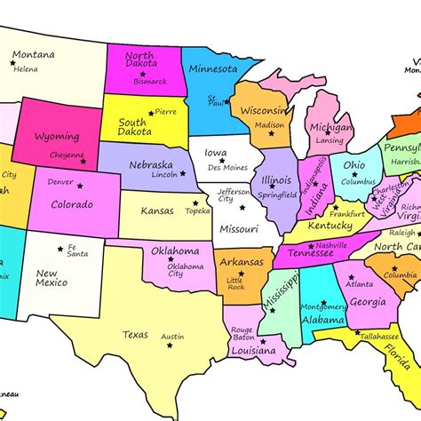 Us Map With States Labeled Printable 