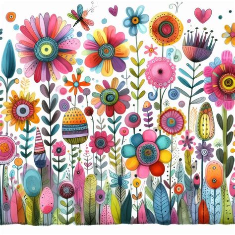 Whimsical Flower Art Etsy