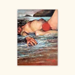 Man And Sea Original Painting Gay Art Of Male Figure Italian Renaissance Style Artwork Etsy