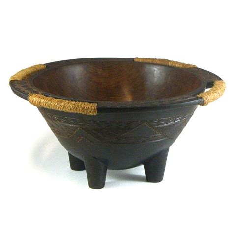 Samoan Tanoa Carved Kava Bowl With Coconut Sennit Handles 15