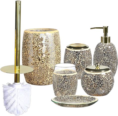 Whole Housewares Bathroom Accessories Set 5 Piece Glass