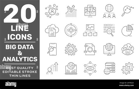 Set Of Data And Web Analytics Related Vector Line Icons Set Graphs