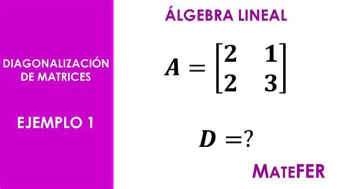 Lgebra Lineal Diagonalizaci N De Matrices Ejemplo Youtube