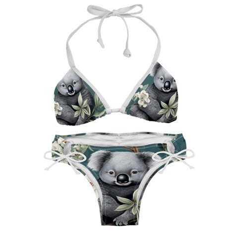 Koala Detachable Sponge Adjustable Strap Bikini Set Two Pack Swim Wear One Piece Swimsuits
