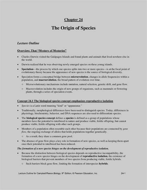 Chapter-24-Outline - Chapter 24 - Chapter 24 The Origin of Species